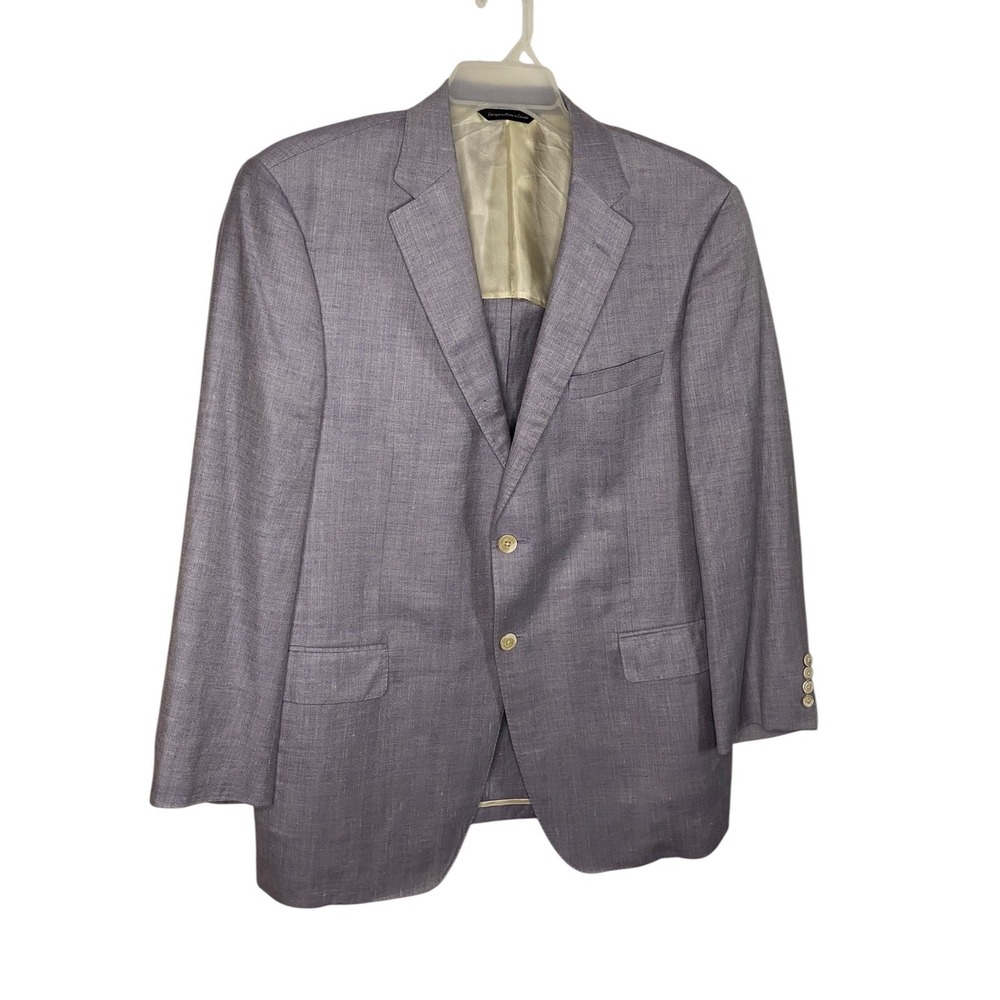 Samuelsohn SB Gable Blazer 44R Silk Cashmere Linen Italy Grey Sport Coat